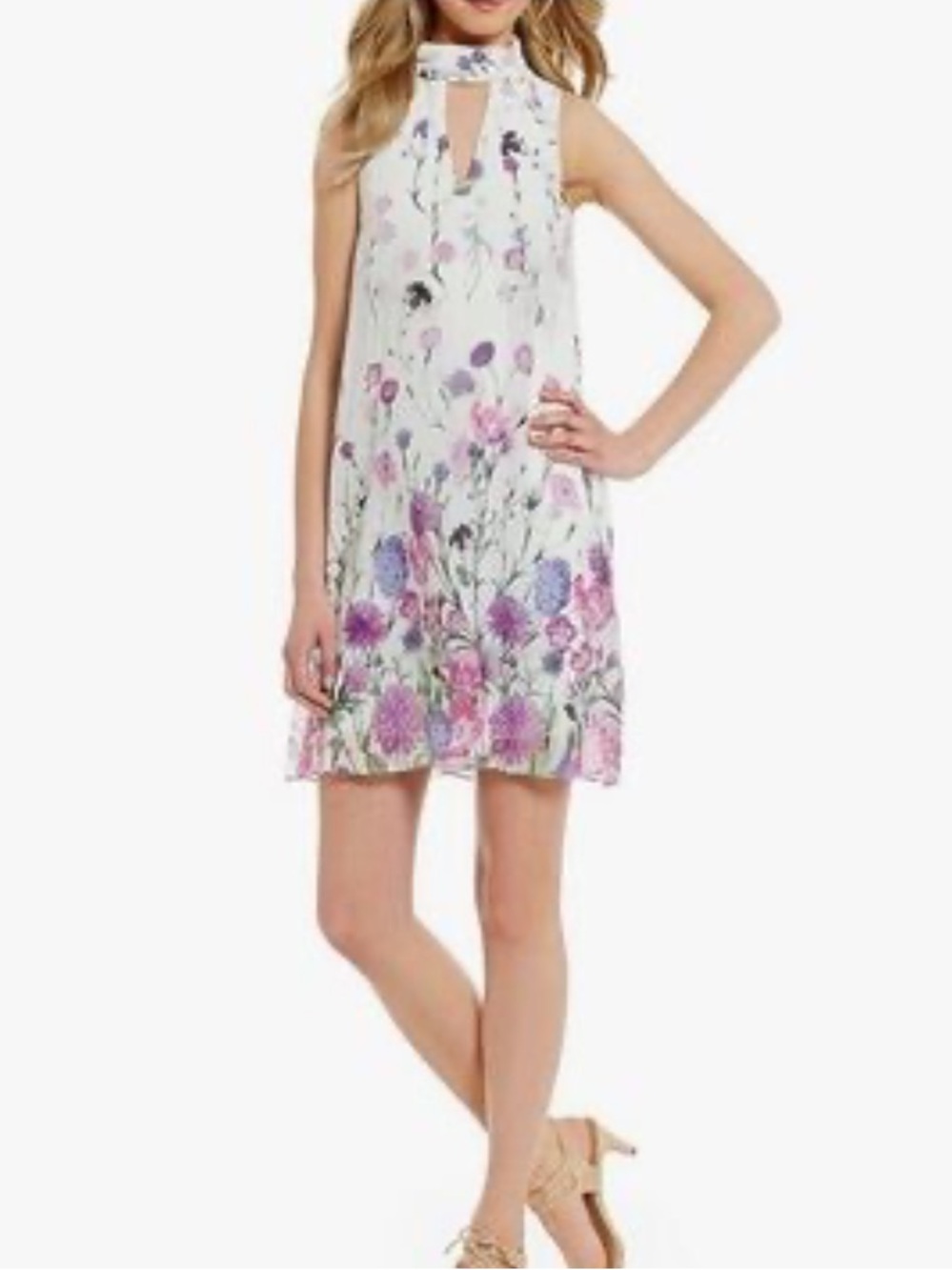 Ivanka  Trump sleeveless mock-neck floral trapeze dress,…size 14